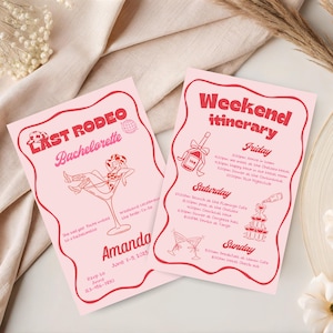 Last Rodeo Bachelorette Invite & Itinerary Template, Nashville Bachelorette Weekend Invite Template, Disco Cowgirl Western Country