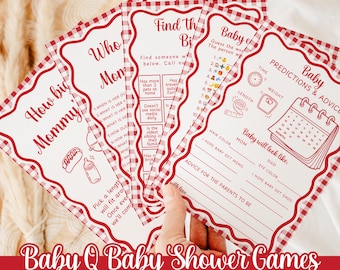 Paquete de juegos para baby shower Baby Q: Paquete de juegos editables para baby shower con temática de barbacoa en el jardín (descarga digital) #BBQ02