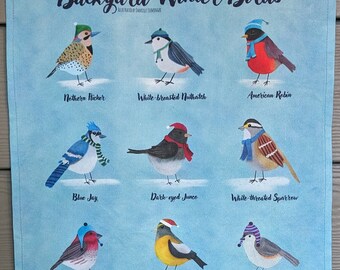 Winter Birds Kitchen Towel: Linen-Cotton Tea Towel
