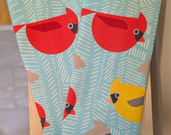 Cardinals Tea Towel: Linen Cotton Designer Print Kitchen Decor
