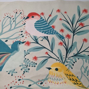 Blue Birds Designer Tea Towel, 100% Linen Cotton, lint-free Dishtowel, Kitchen towel