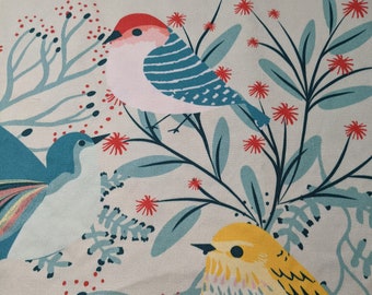 Blue Birds Designer Tea Towel, 100% Linen Cotton, lint-free Dishtowel, Kitchen towel