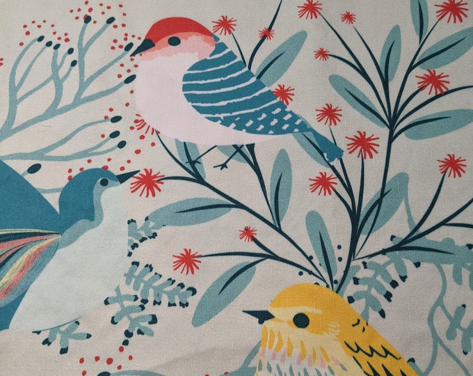 Blue Birds Designer Tea Towel, 100% Linen Cotton, lint-free Dishtowel, Kitchen towel