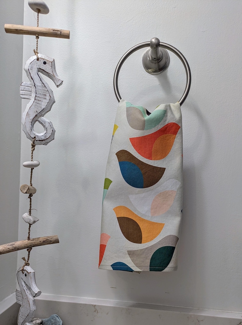 Mid-Century Modern Birds Tea Towel: Linen Cotton Kitchen Dish Towel immagine 7