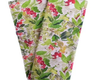 Floral Holiday Tea Towel: Linen Cotton Kitchen Decor