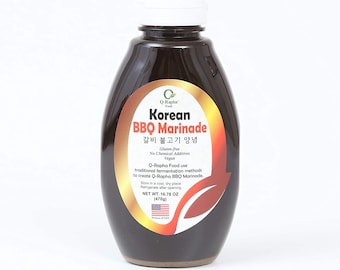 Q-Rapha Korean Bulgogi Kalbi Galbi BBQ Marinade Sauce, Gluten-free, Chemical-free, Vegan (16.8 oz)