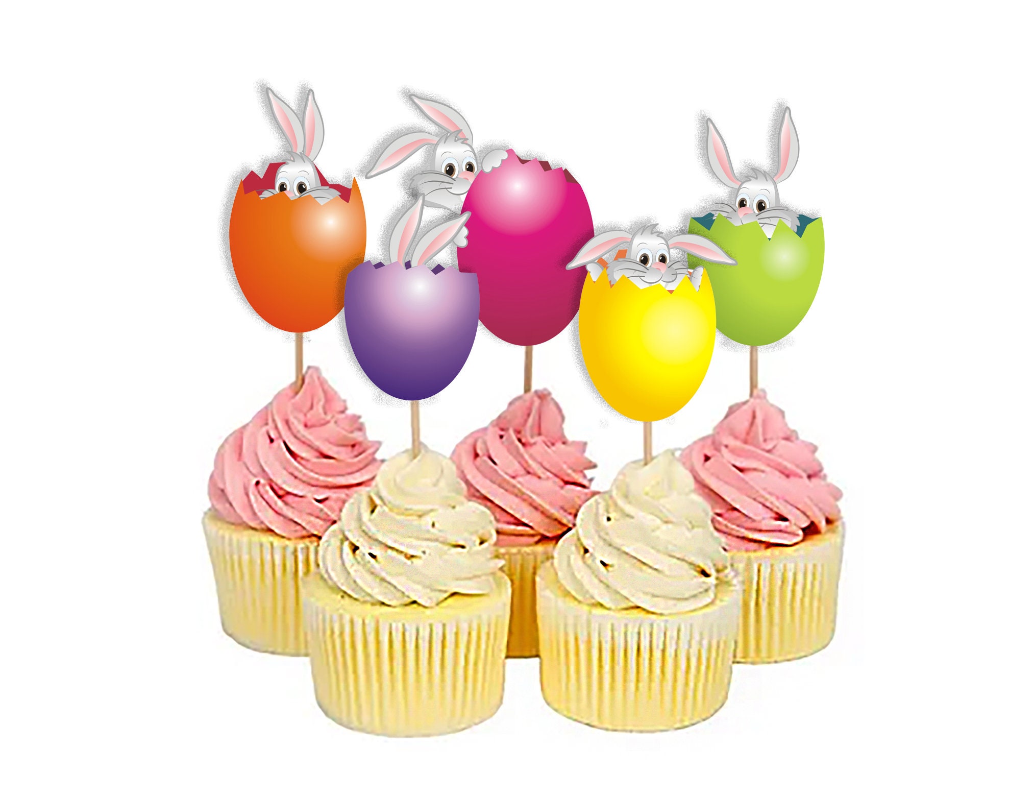 Printable Easter Cupcake toppers Easter Eggs Easter Bunny Etsy