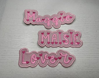 Pink Hearts Custom Name Patch- Valentines