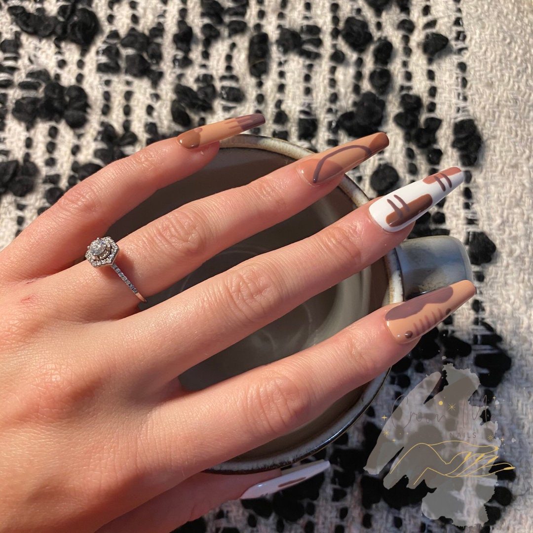 Nude Abstract - Press On Nails - Custom Nails - Choose Your Size, Sha…