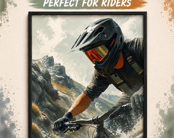 Mountain Bike Wall Art Print – MTB Rider Poster – Downhill Cycling Gift