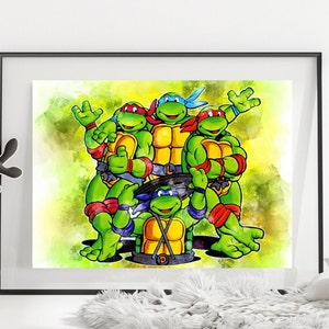 TMNT Nina turtles A4 wall art Print gift for him, gift for her nursery art, wall art, home decor  popular right now valentines gift idea