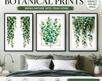 Botanical Leaf Prints Set – Green Nature Wall Art for Living Room