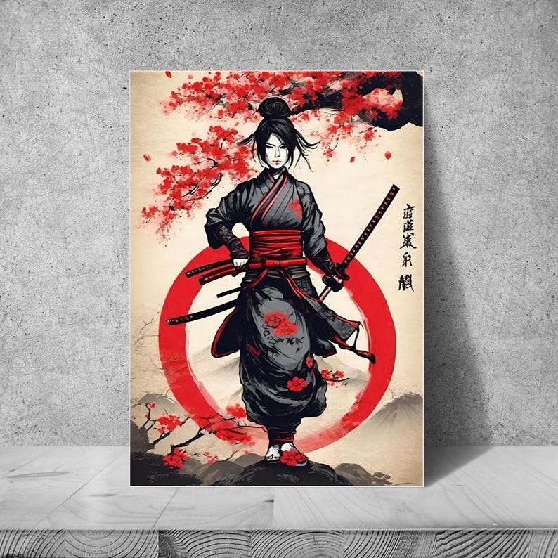 Samurai Warrior Art Print: Japanese Wall Decor, Asian Gift - Etsy