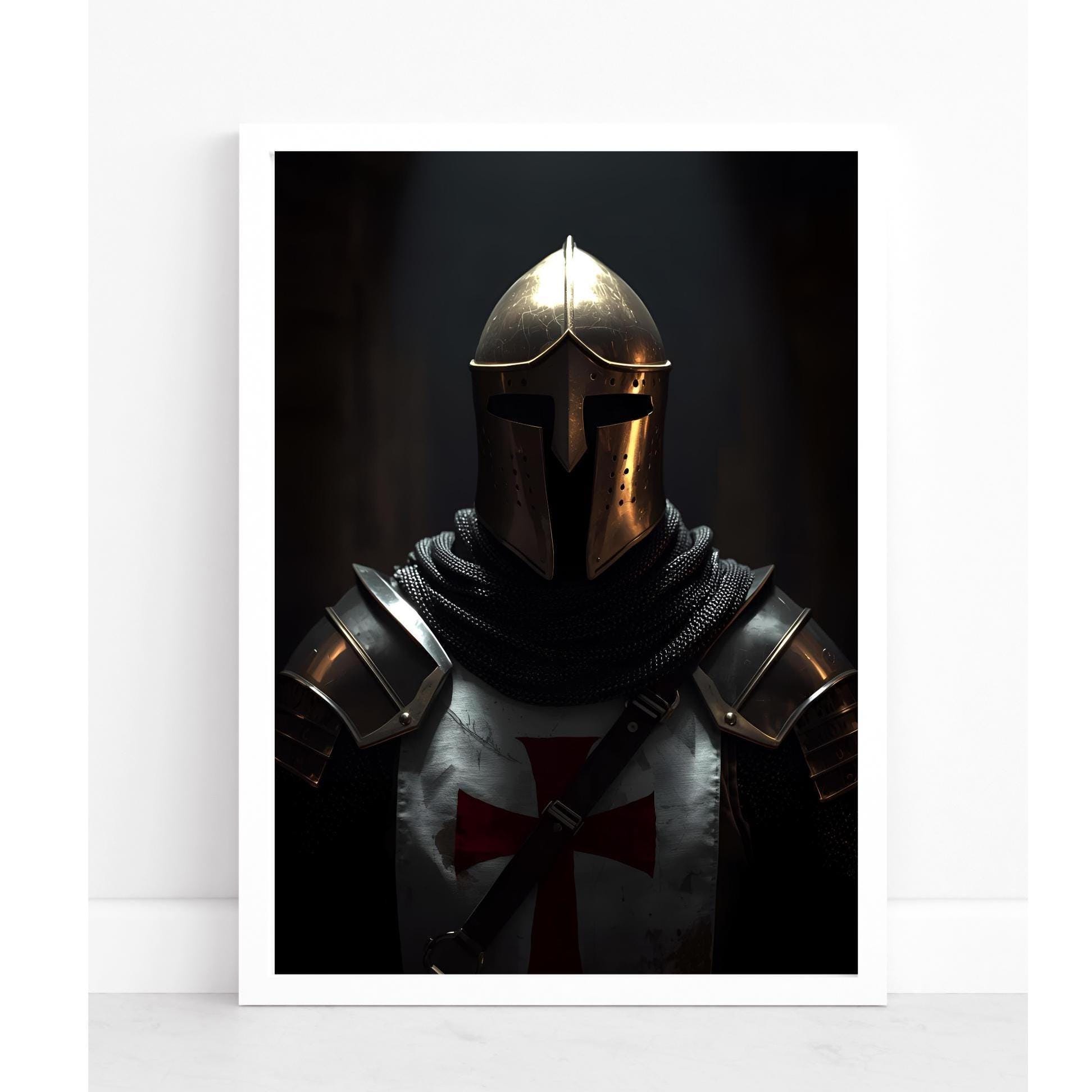Knights Templar Wall Art Print | English Warrior Medieval Decor ...