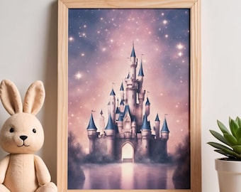 Prinzessinnenschloss Kunstdruck – Märchenhafte Kinderzimmer Deko
