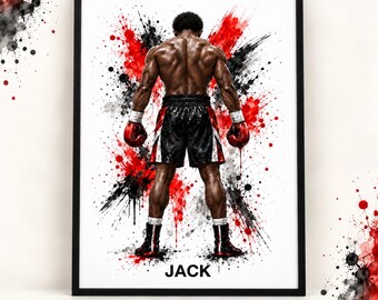 Personalised Boxing Gift – Custom Boxer Wall Art – Boxing Bedroom Print – Gift for Him