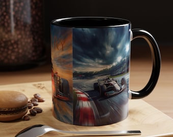 tasse de voiture de course de Formule 1 | Tasse à café décorative de style aquarelle