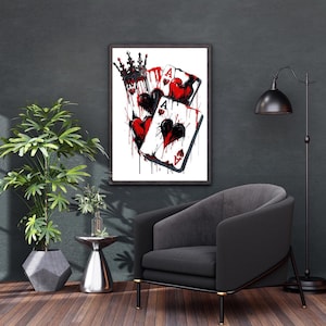 Impresión de As de Corazones, Corona, Impresión de "Eres Afortunado", Impresión de As, Impresión de Baraja de Cartas, Póster de "Eres Afortunado", Impresión de Pared de Carta de As, Arte de Pared Neutral, Decoración