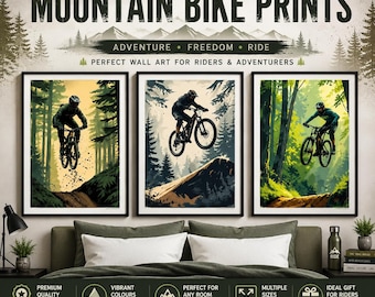 Lámina artística de ciclismo de montaña: Póster de ciclismo de alta montaña al aire libre