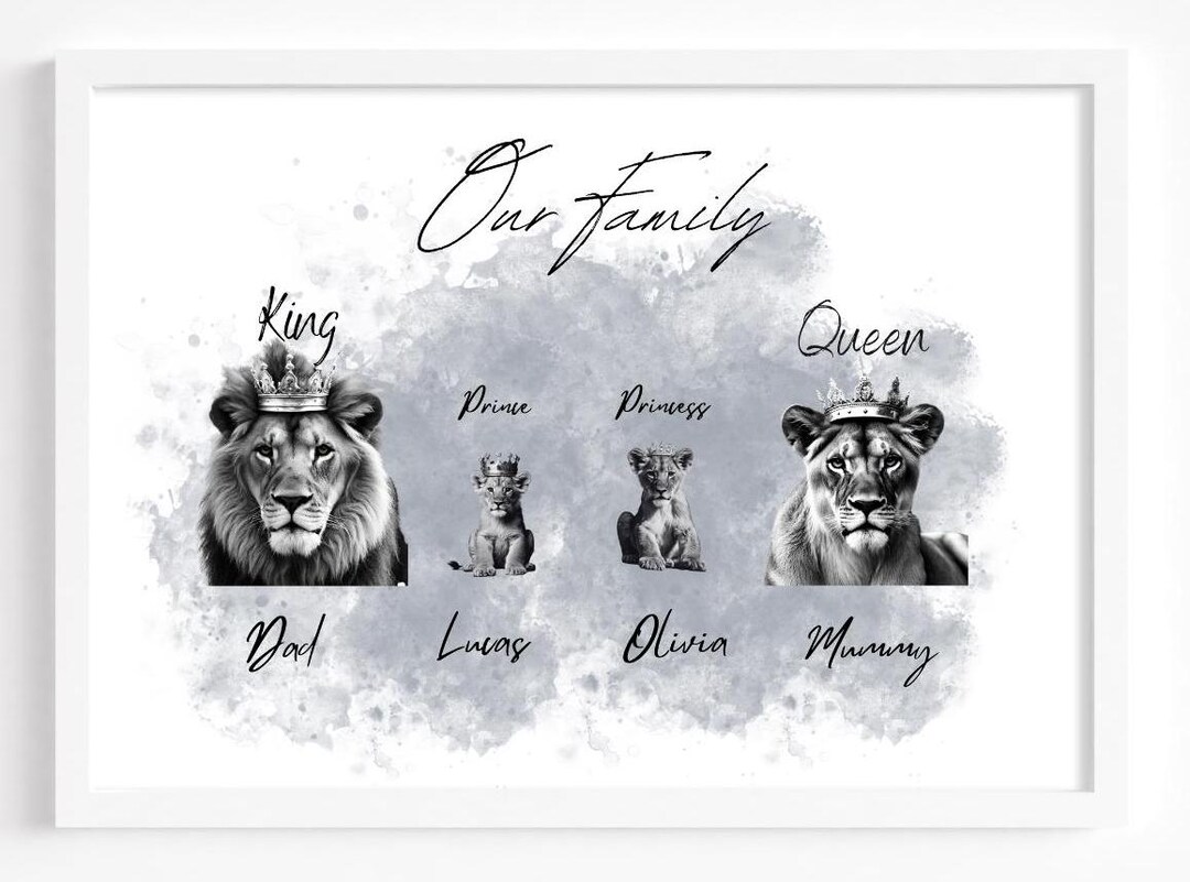 Personalized Lion Family Art Print, Custom Home Decor - Etsy