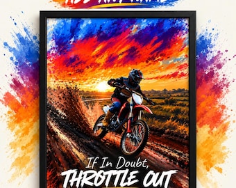 Personalised Motocross Quote Print – Motocross Wall Art – Dirt Bike Gift for Boys – Custom Name Print – Throttle Out Poster