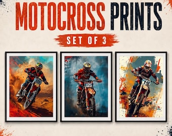 Lámina decorativa de motocross para pared, regalos de motos de cross para niños, decoración de habitaciones juveniles, amantes de las carreras.