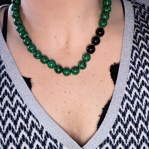 Malachite, black Jade and Hematite necklace