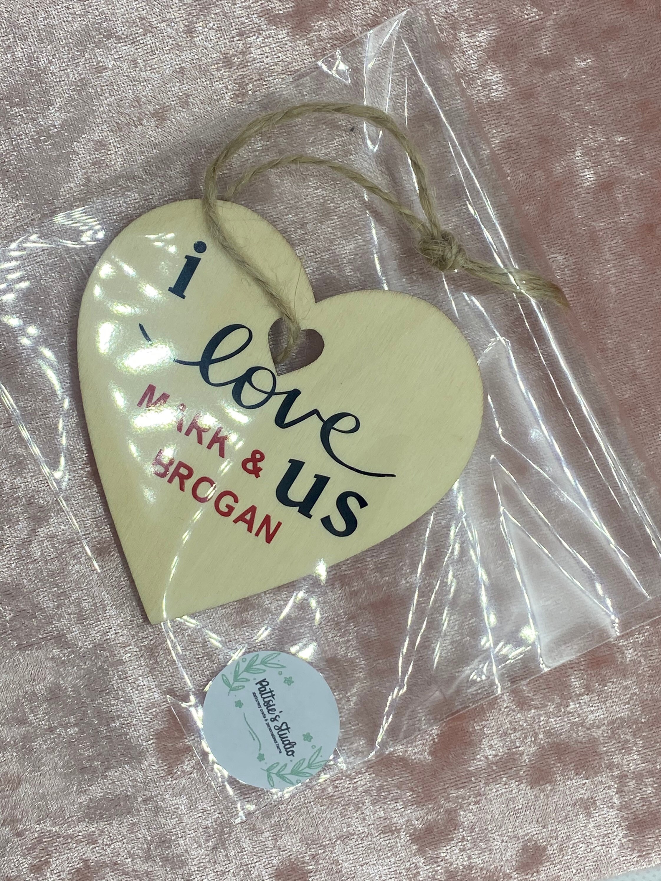Personalised Wooden Heart Plaque Handmade I Love Us | Etsy