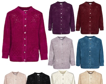 Reflect Women's Chunky Chenille Cardigans Knitted with Hand Crafted Floral Embroidery