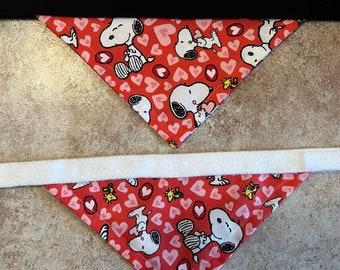 Snoopy Dog Bandana - Valentine’s Dog Bandana - Adjustable Collar - Dog Bandana - Snoopy - valentines Bandana - Bandana Dog - small dog