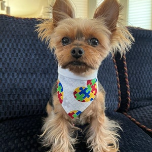 Autism Awareness Bandana - Pet Bandana - Autism Dog Bandana - Adjustable Collar - Dog Bandana - Small Dog - Bandana Dog - Autism