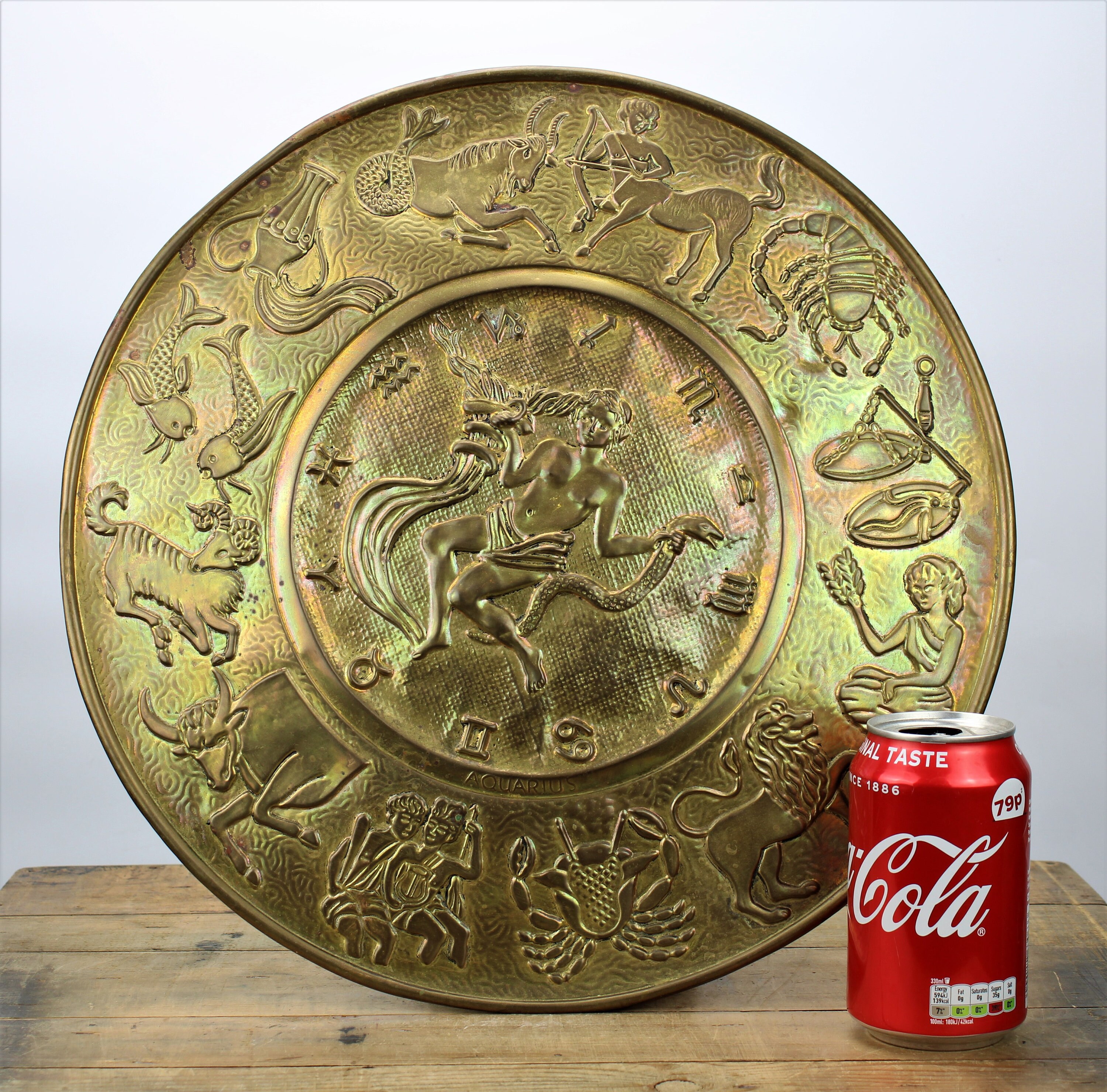 Mid Century Brass Zodiac Wall Plaque, Aquarius Etsy