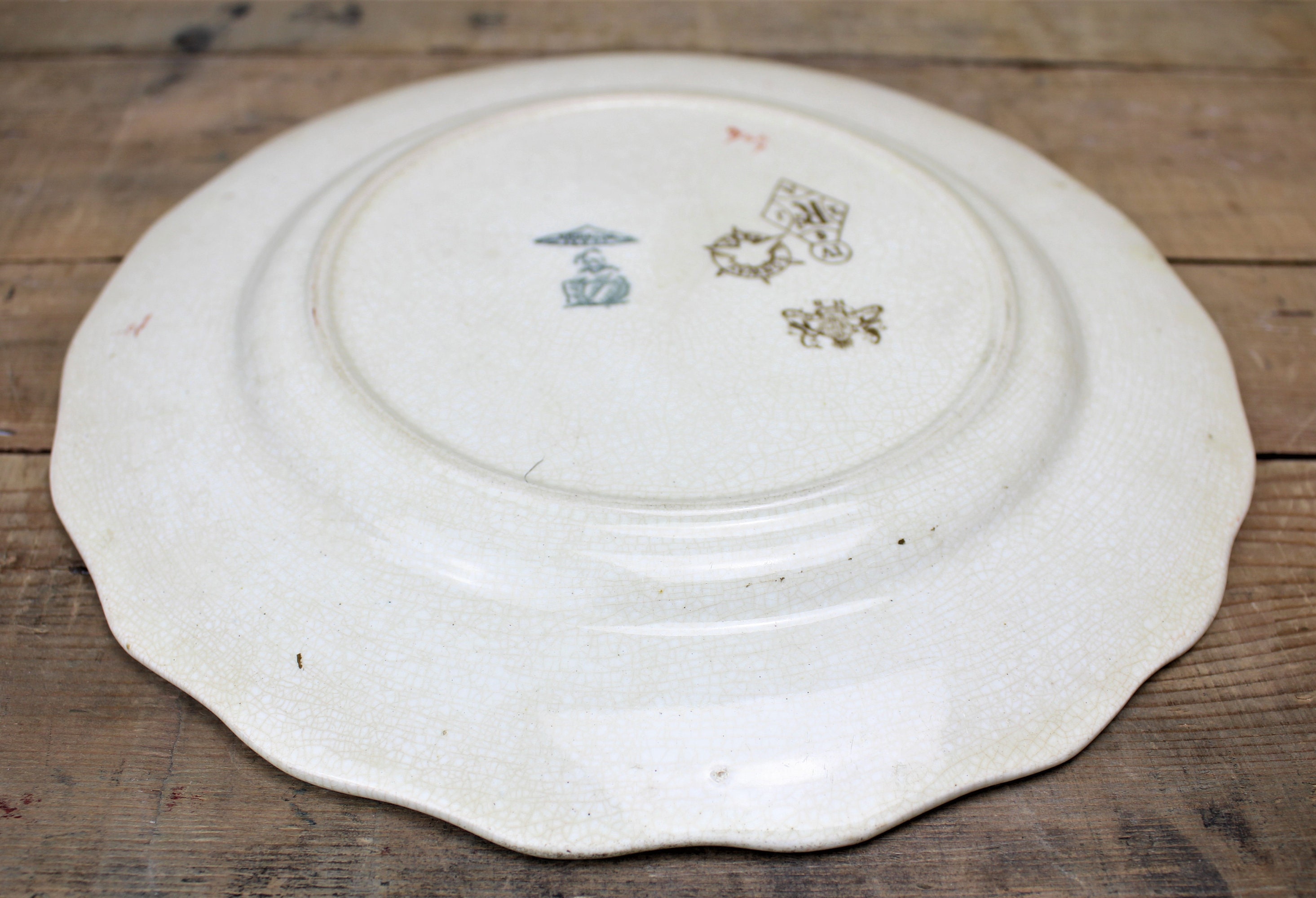 Vintage Oriental Ivory Conway, PB&S, Victorian 1880s Plates, With Fans