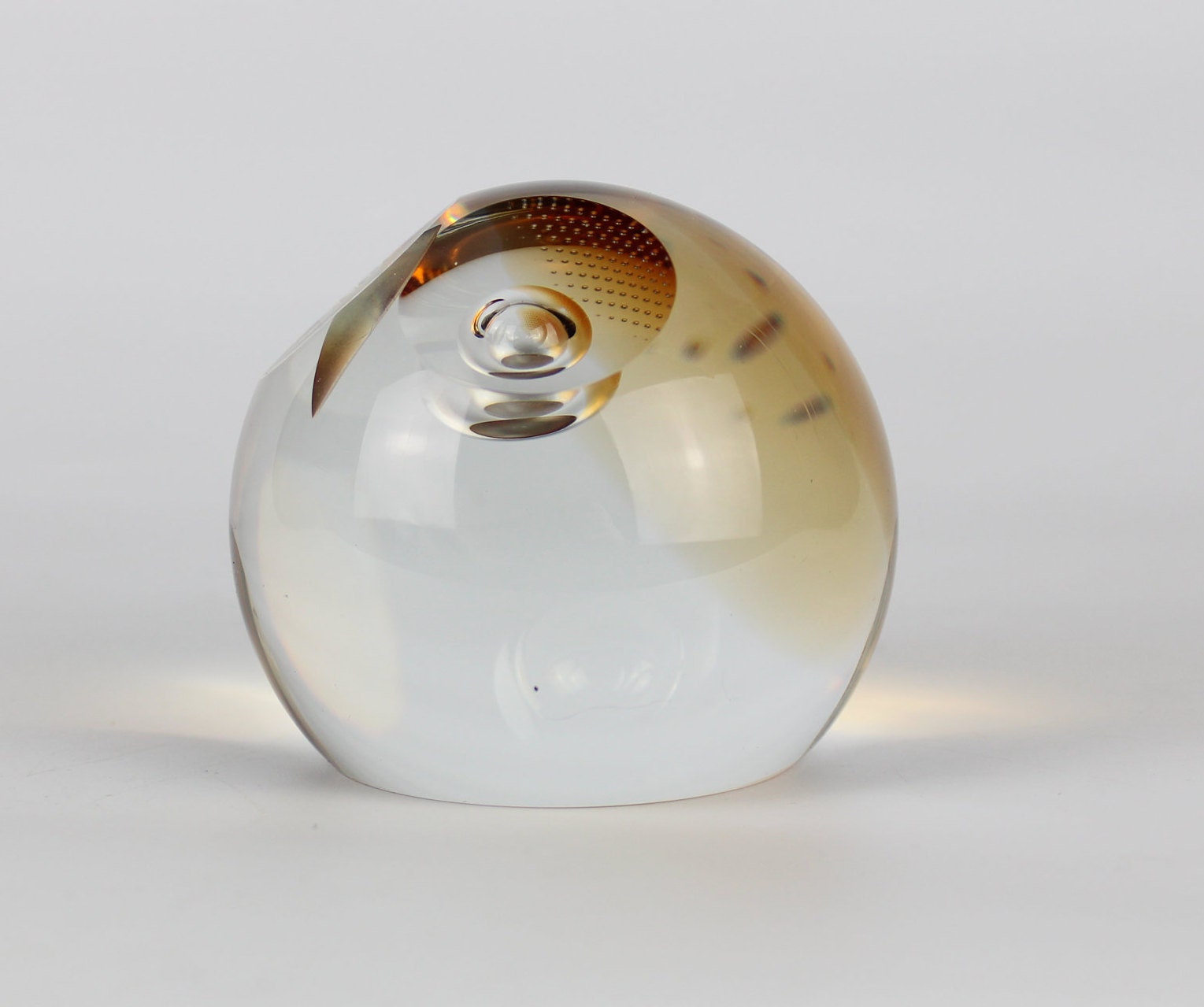 Caithness Wise Owl Paperweight Amber controlled bubble Etsy