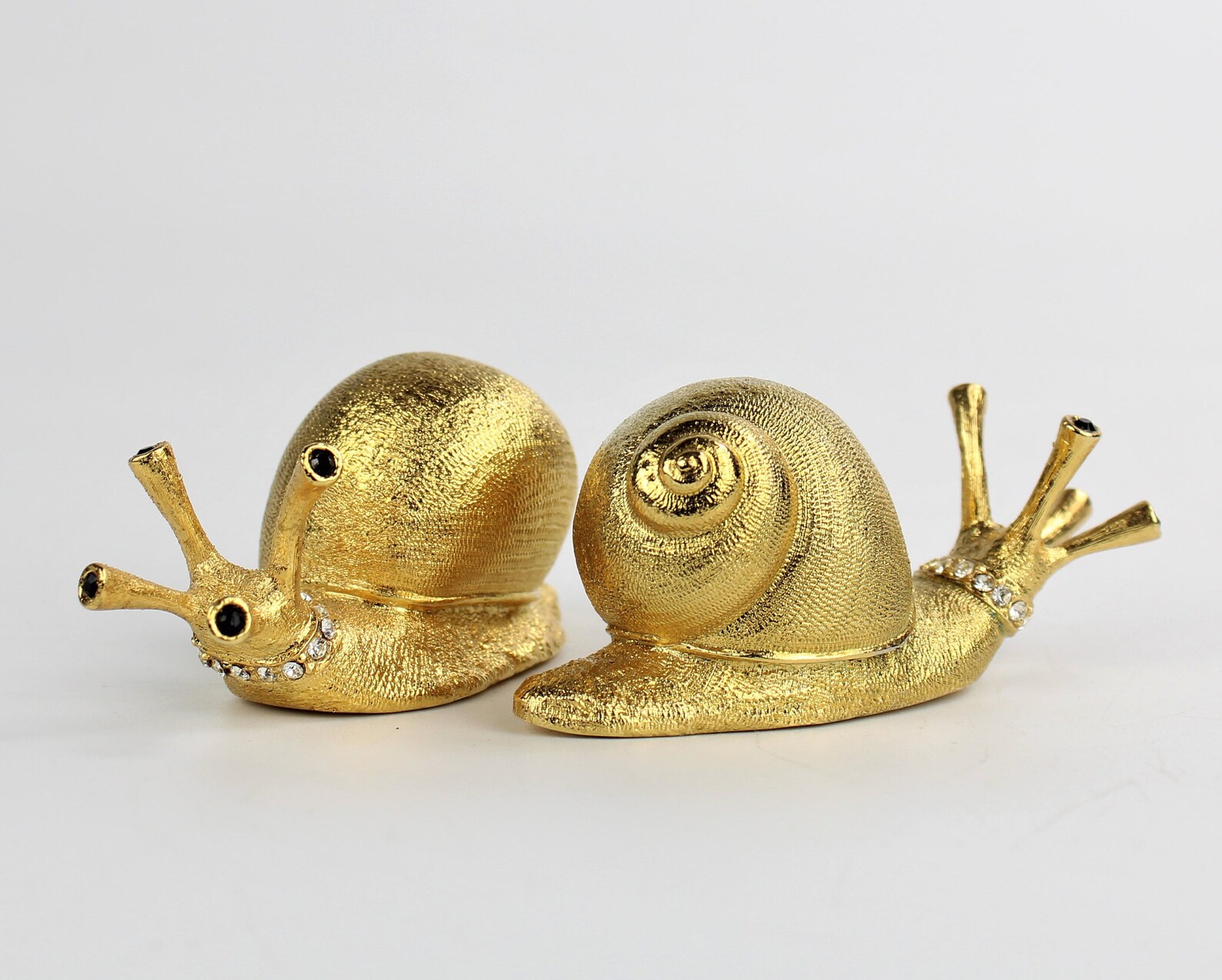 Vintage Gold Tone Snail Ornaments, Glittering Gastropods Etsy