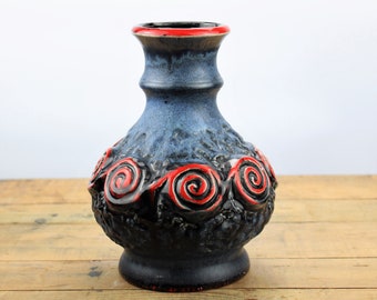 Mid Century West German Pottery Vase, Curly Wurly, Uebelacker Keramik