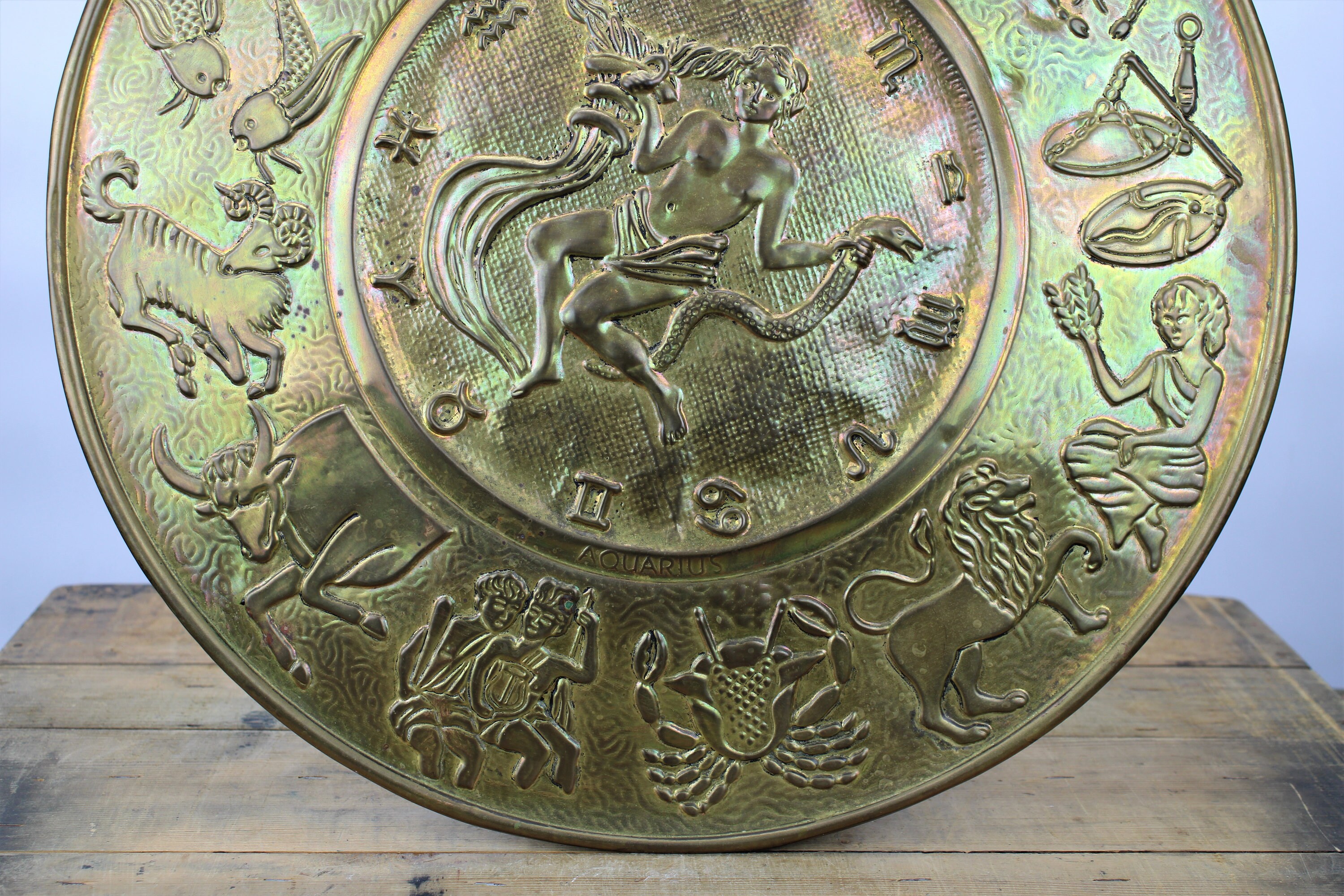 Mid Century Brass Zodiac Wall Plaque, Aquarius Etsy