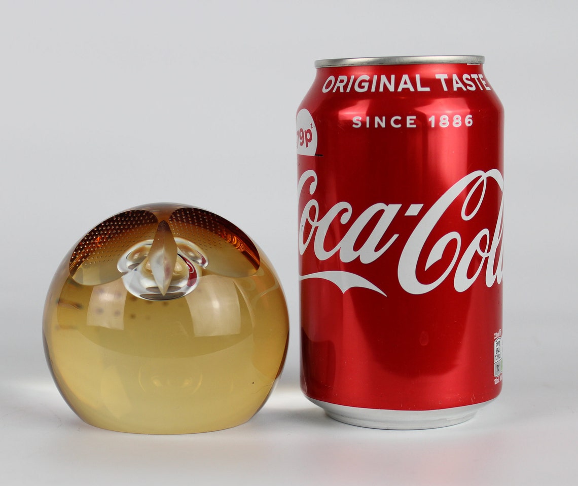 Caithness Wise Owl Paperweight Amber controlled bubble Etsy