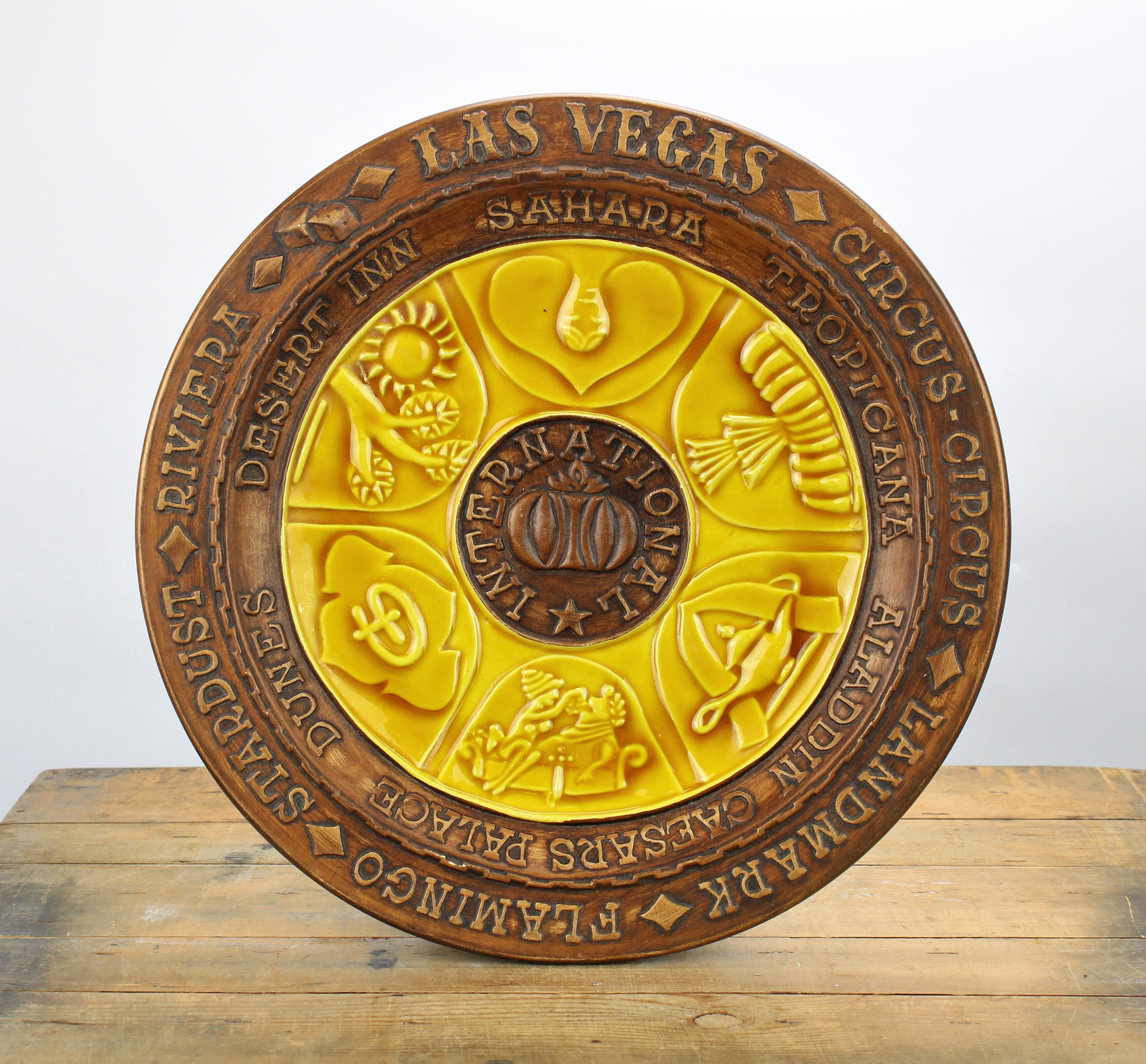 Mid Century Large Treasure Craft Pottery Las Vegas Plate Etsy