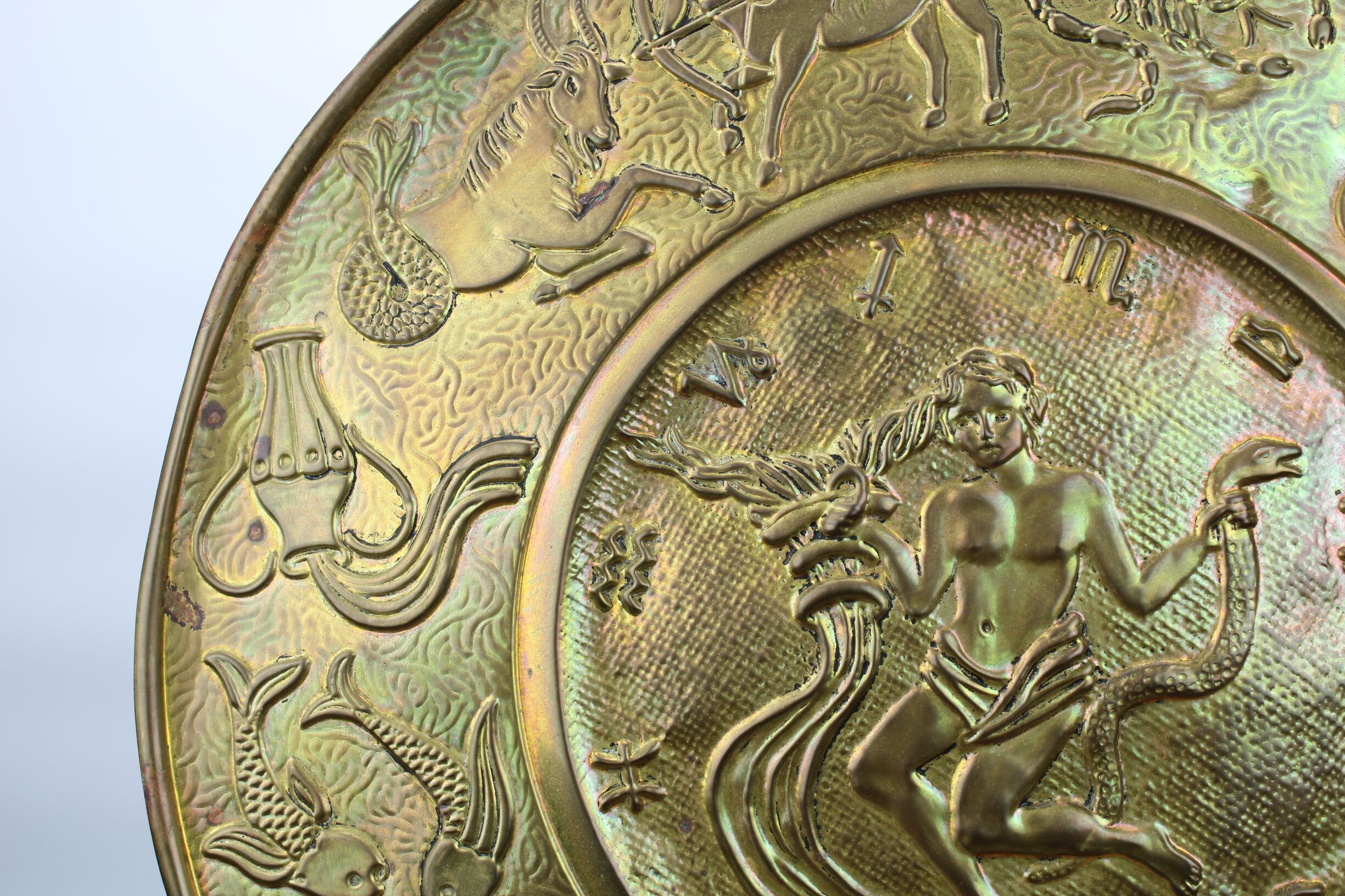 Mid Century Brass Zodiac Wall Plaque, Aquarius Etsy