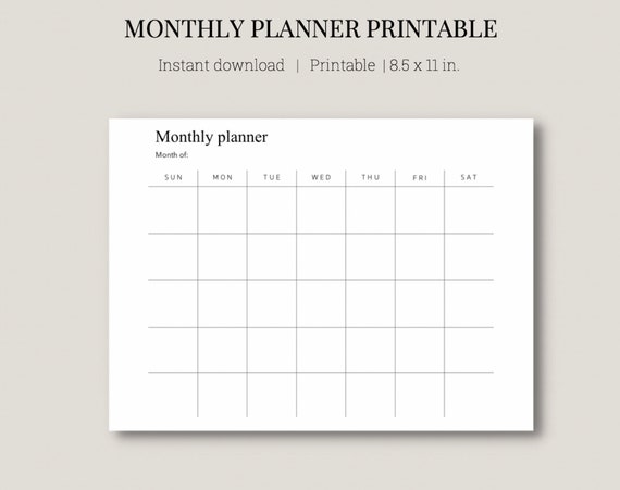 monthly planner monthly calendar printable monthly