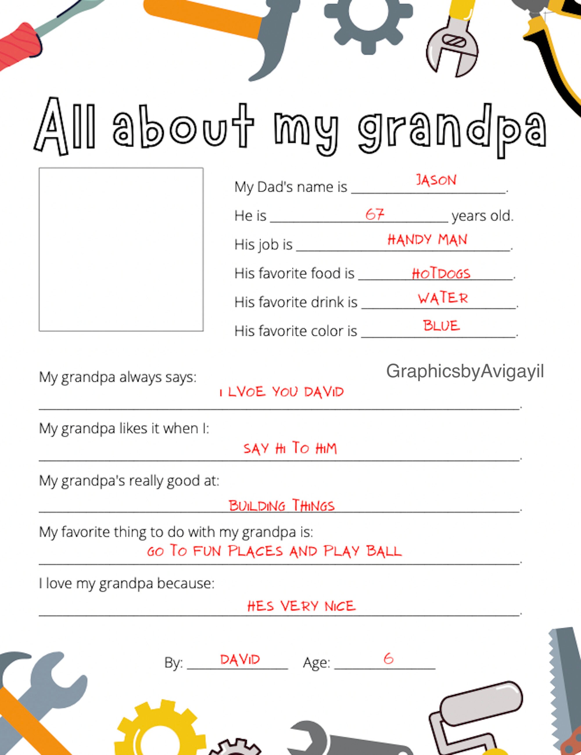 All About Grandpa Printable Printable Word Searches