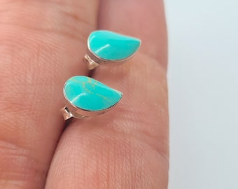 Dainty earrings, turquoise studs, every day earrings, gift for women, drop shape earrings, minimalist earrings