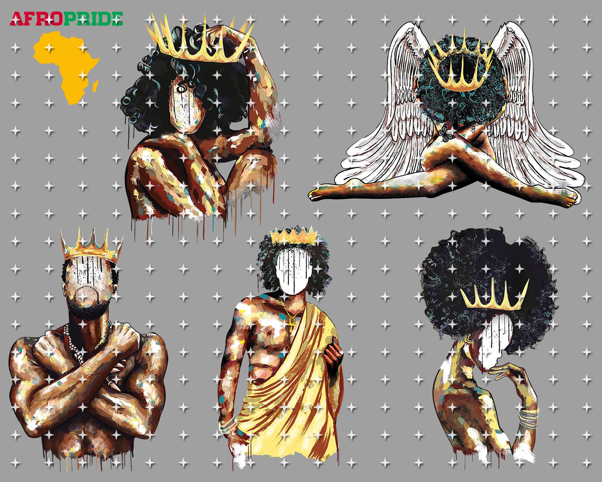 Combo 5 schwarz König schwarze Königin PNG schwarze Melanin | Etsy