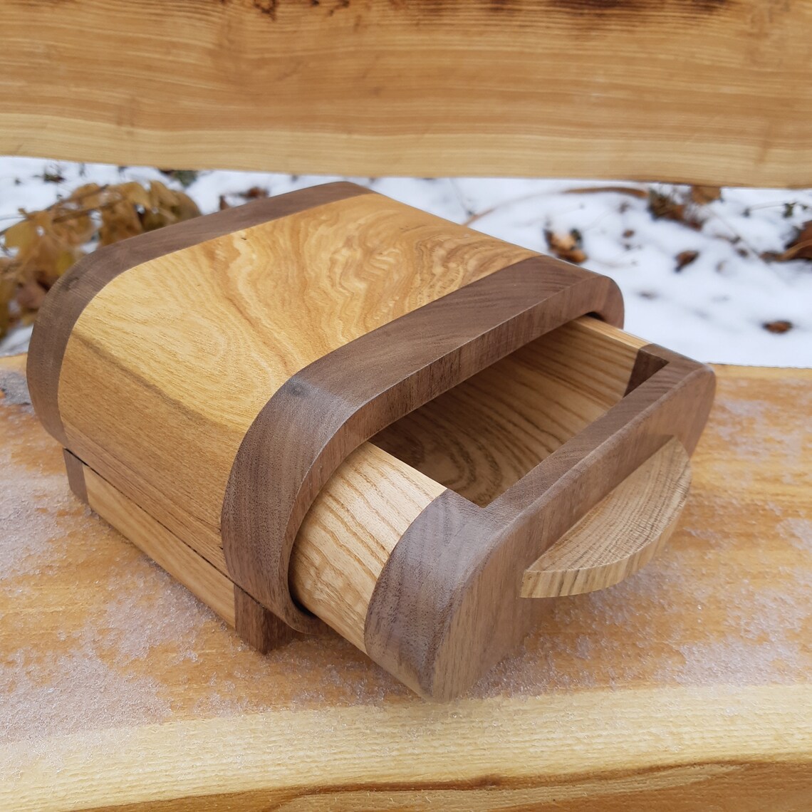 Walnut & Ash Wood Jewelry/Jewellery Box Keepsake Box Etsy