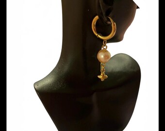 Pearl Earrings 18k Gold Plated Hoops