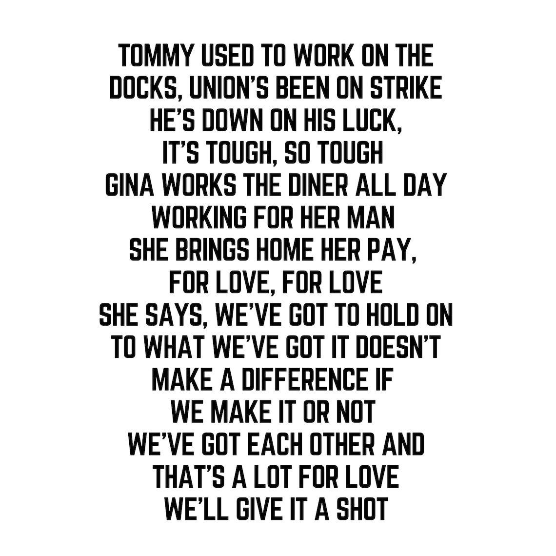 BON JOVI Livin' on a Prayer Music Lyrics A4 | Etsy
