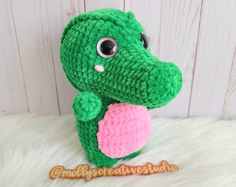 Crocheted Alligator- Finished Alligator Friend - Friendly Alligator - Handmade Plushie