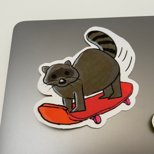 Skateboard Raccoon - Etsy