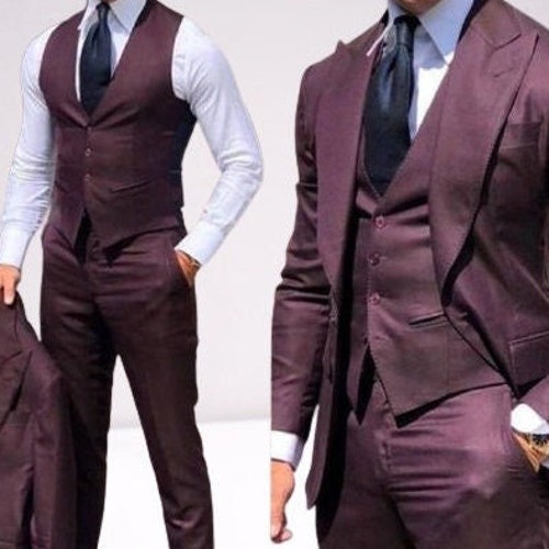 Men Suits Formal Fashion Purple Vintage 2 Piece Suits Wedding - Etsy